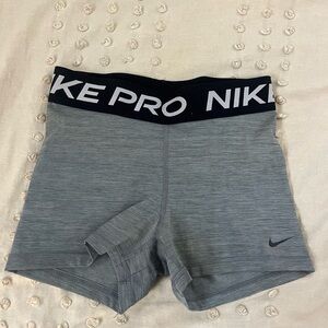 Nike Pro Gray Dri-FIT Shorts with Black Waistband